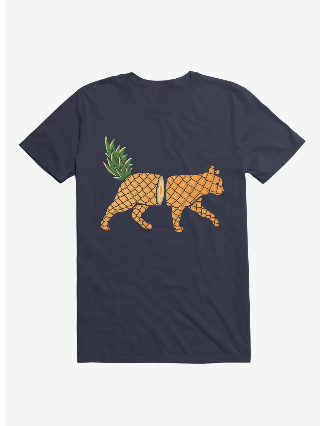 Fruit Cat: Pineapple T-Shirt, NAVY, hi-res