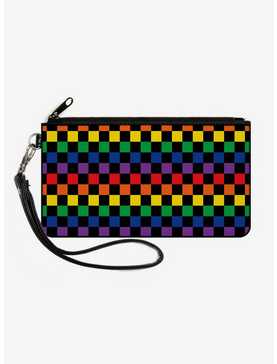 Checker Rainbow Canvas Zip Clutch Wallet, , hi-res