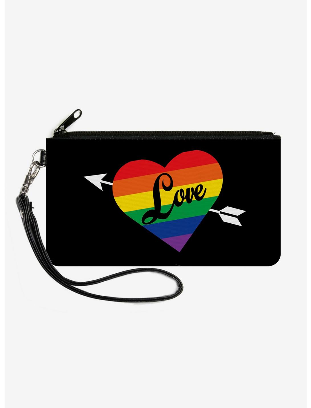 Love Rainbow Stripe Canvas Zip Clutch Wallet, , hi-res