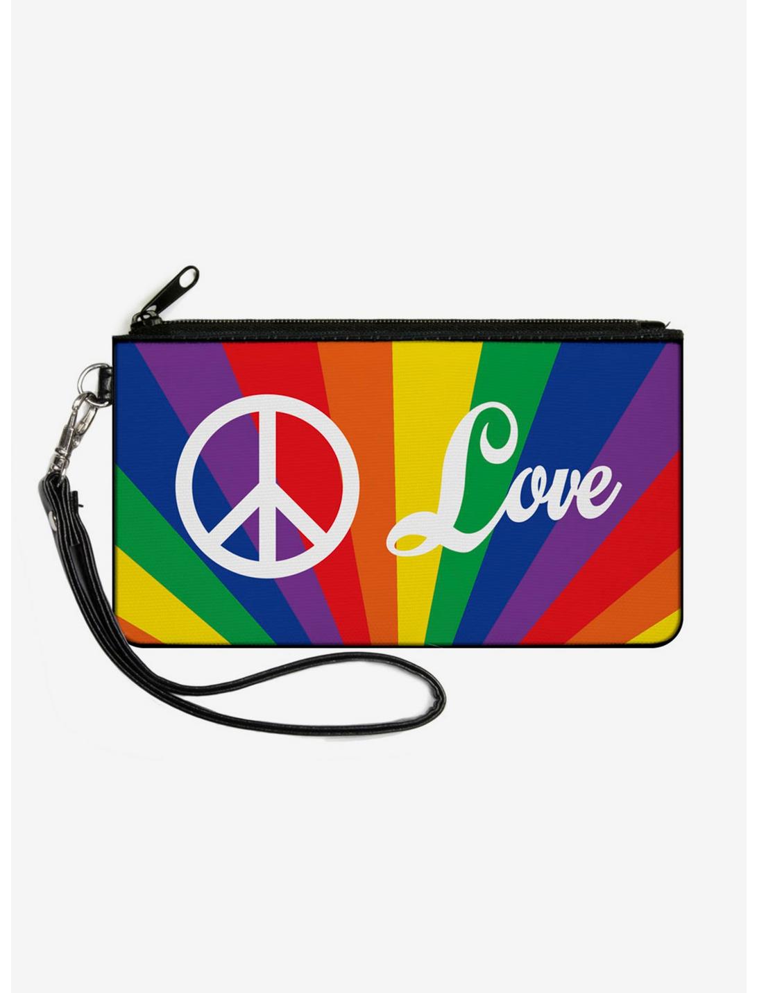 Peace and Love Rainbow Rays Canvas Zip Clutch Wallet, , hi-res