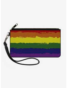 Rainbow Stripe Painted Canvas Zip Clutch Wallet, , hi-res