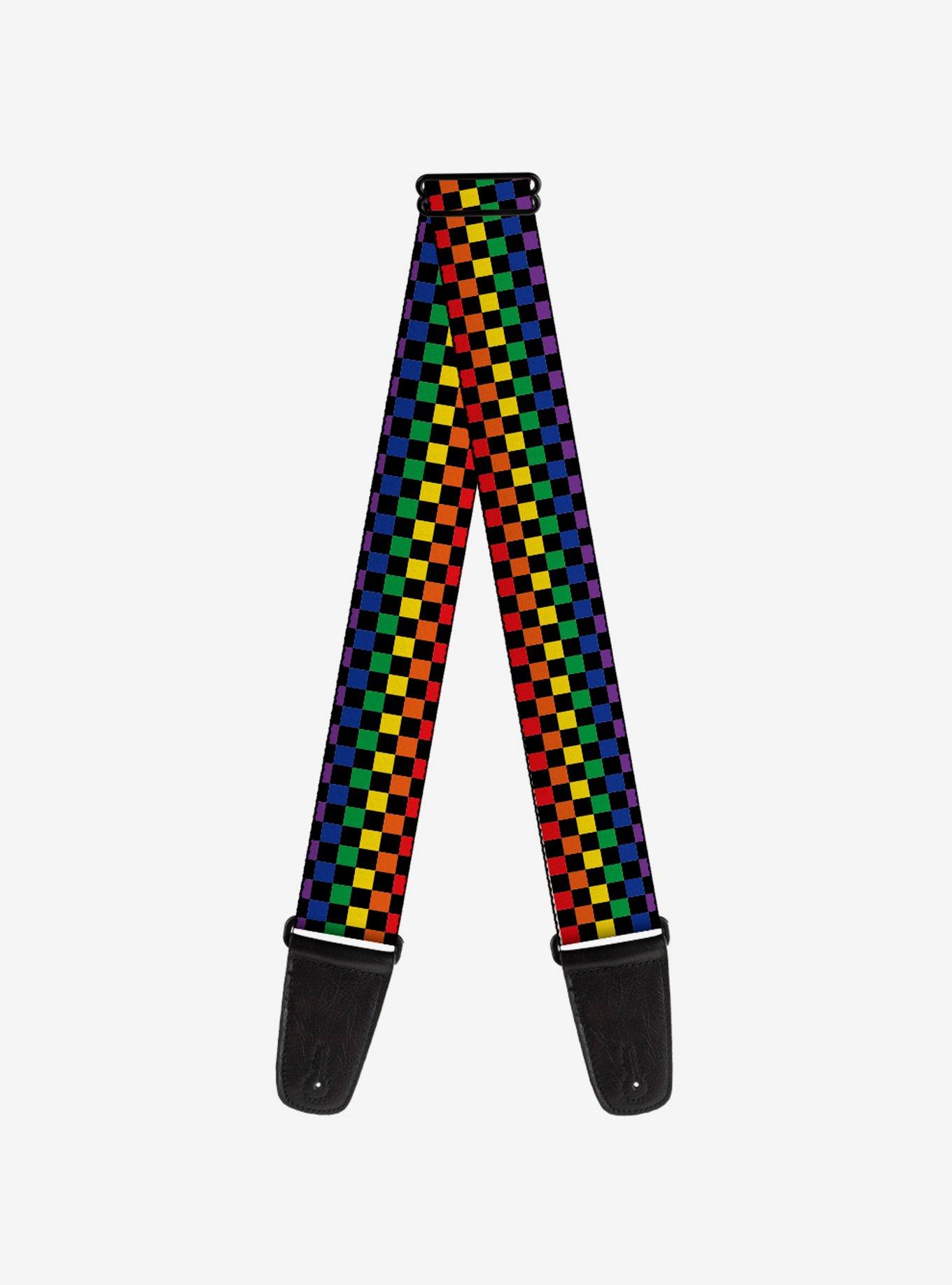 Checker Rainbow Guitar Strap, , hi-res