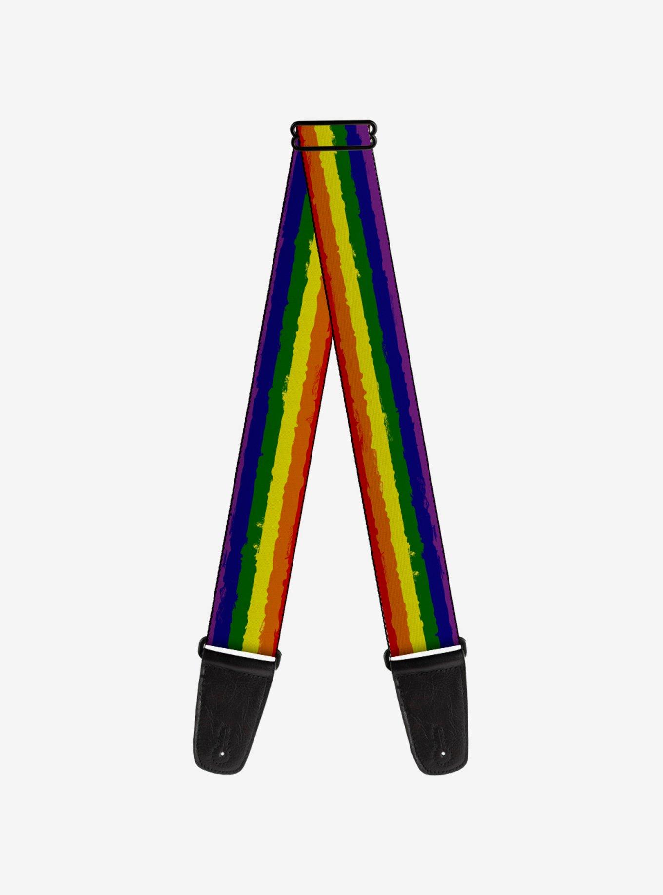 Rainbow Stripe Painted Guitar Strap, , hi-res