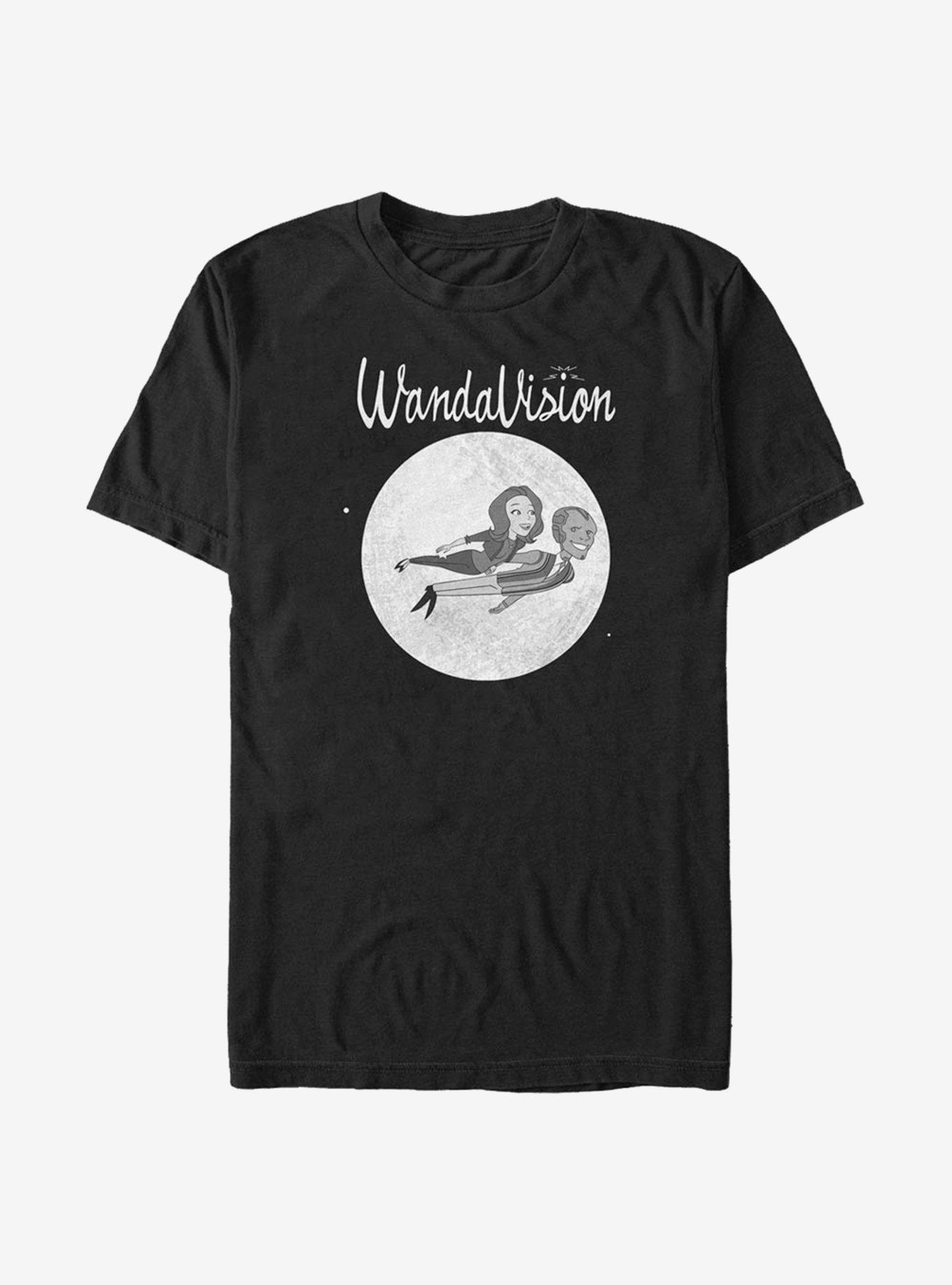 Marvel WandaVision Unusual Couple Flying Cartoon T-Shirt, BLACK, hi-res