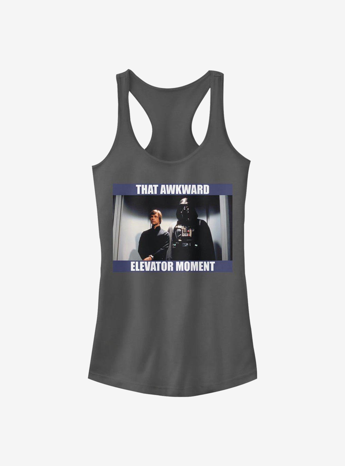 Star Wars Awkward Elevator Moment Girls Tank, CHARCOAL, hi-res
