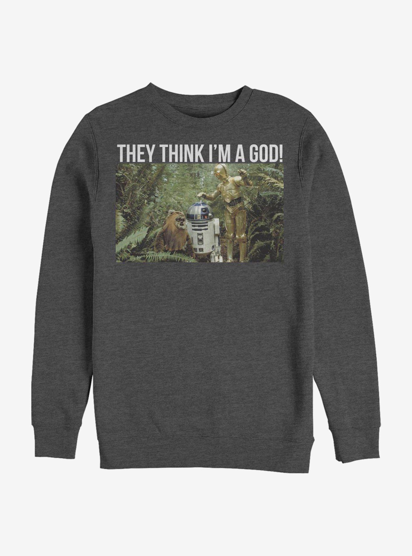 Star Wars C-3PO God Crew Sweatshirt, CHAR HTR, hi-res