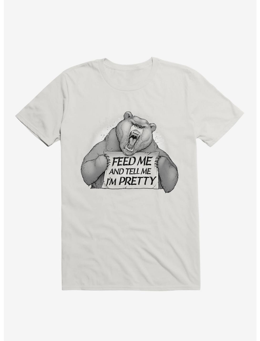 Feed Me And Tell Me I'm Pretty Bear T-Shirt, WHITE, hi-res