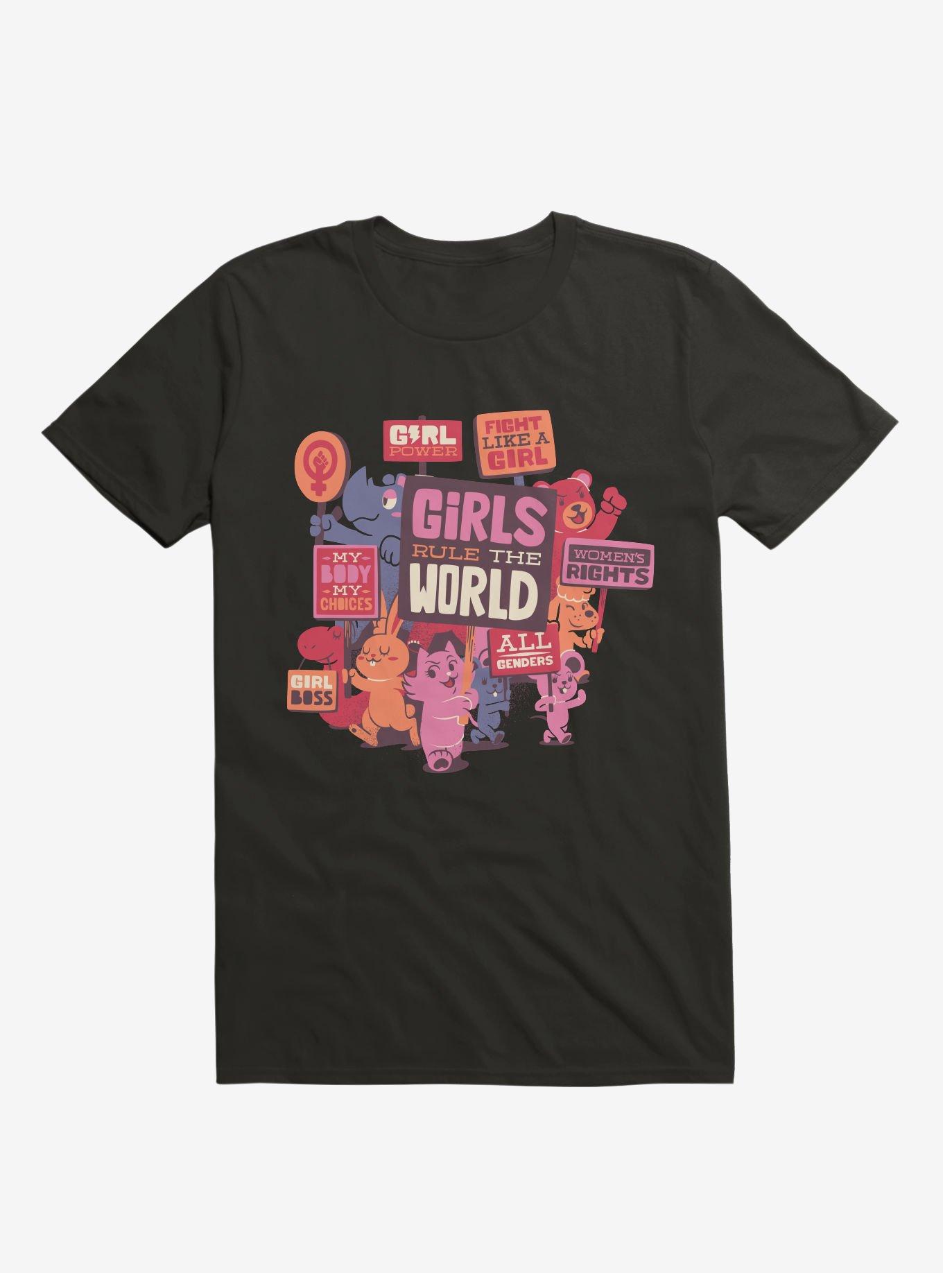Girls Rule The World T-Shirt, BLACK, hi-res