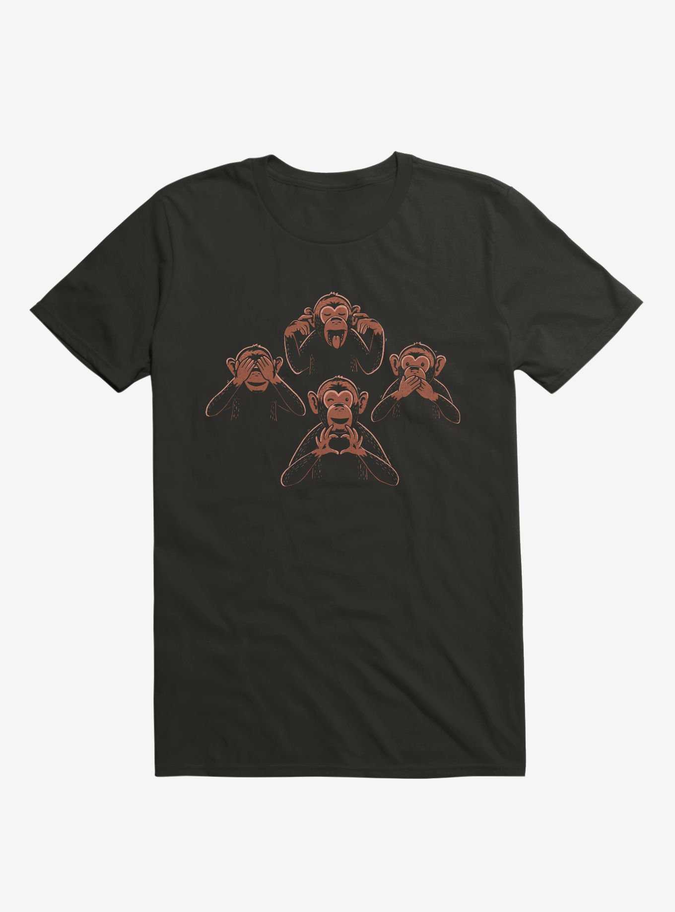 Three Wise Monkey And One Lover T-Shirt, , hi-res