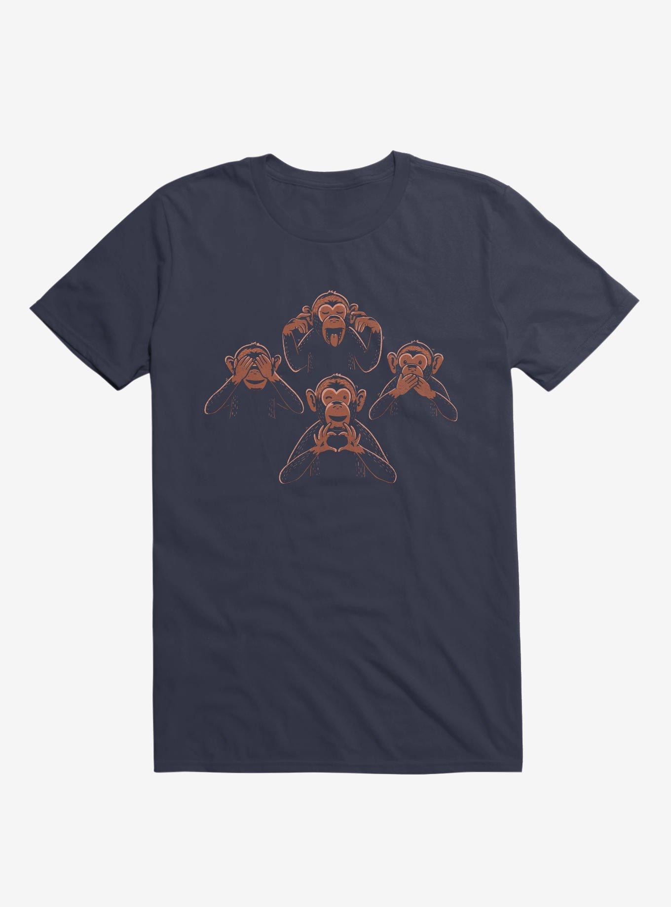 Three Wise Monkey And One Lover T-Shirt, , hi-res