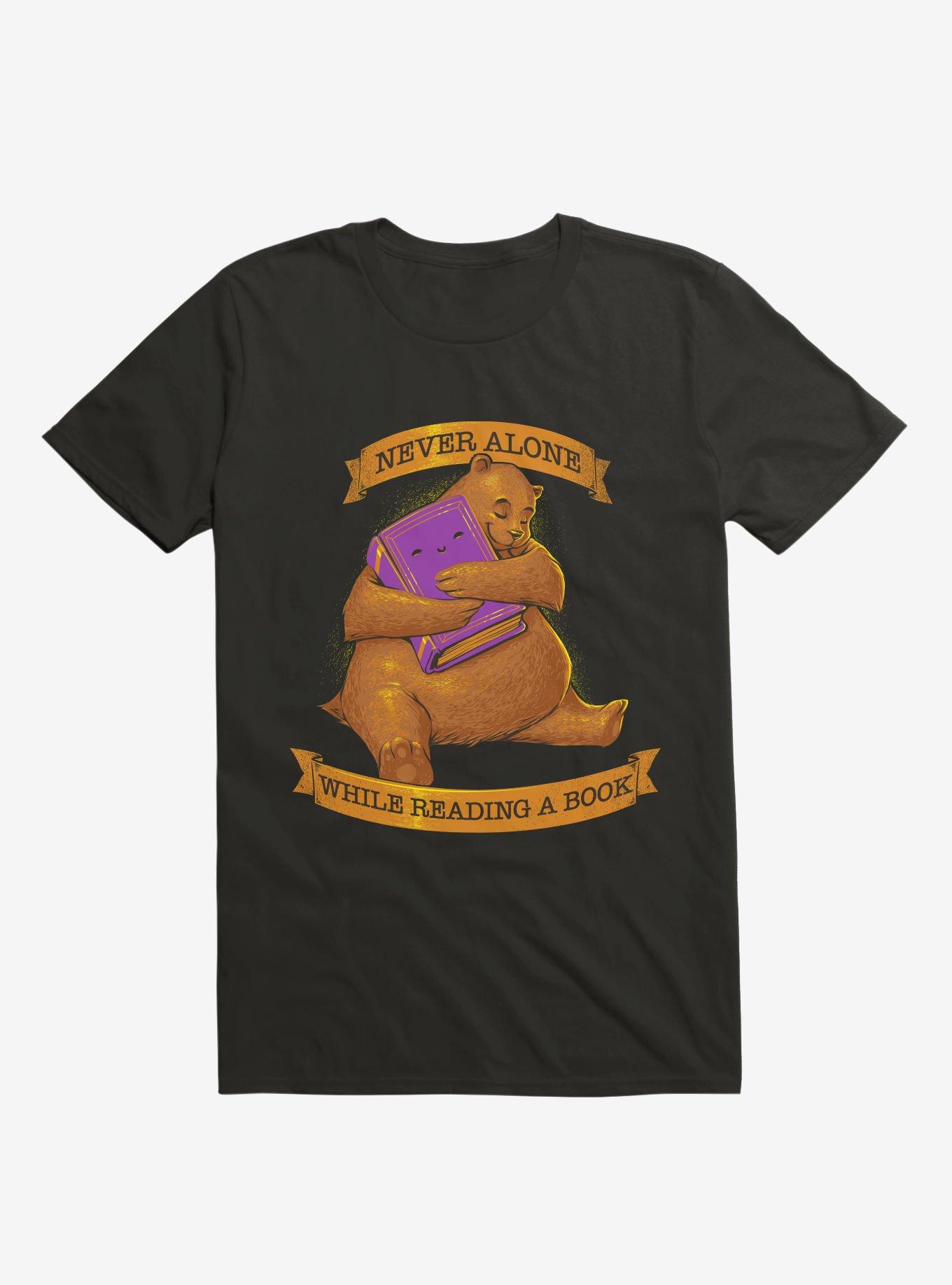Never Alone While Reading A Book T-Shirt, BLACK, hi-res