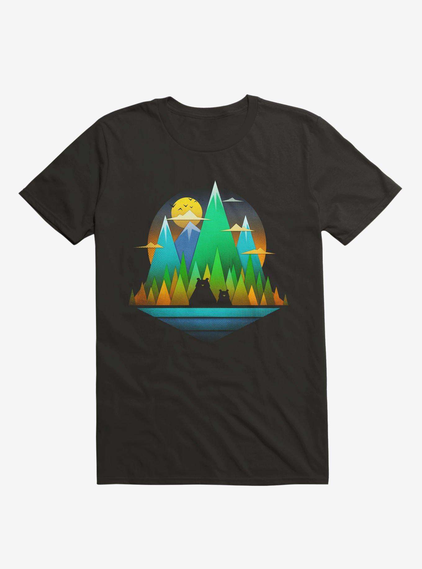 Geometric Landscape Bears T-Shirt, BLACK, hi-res