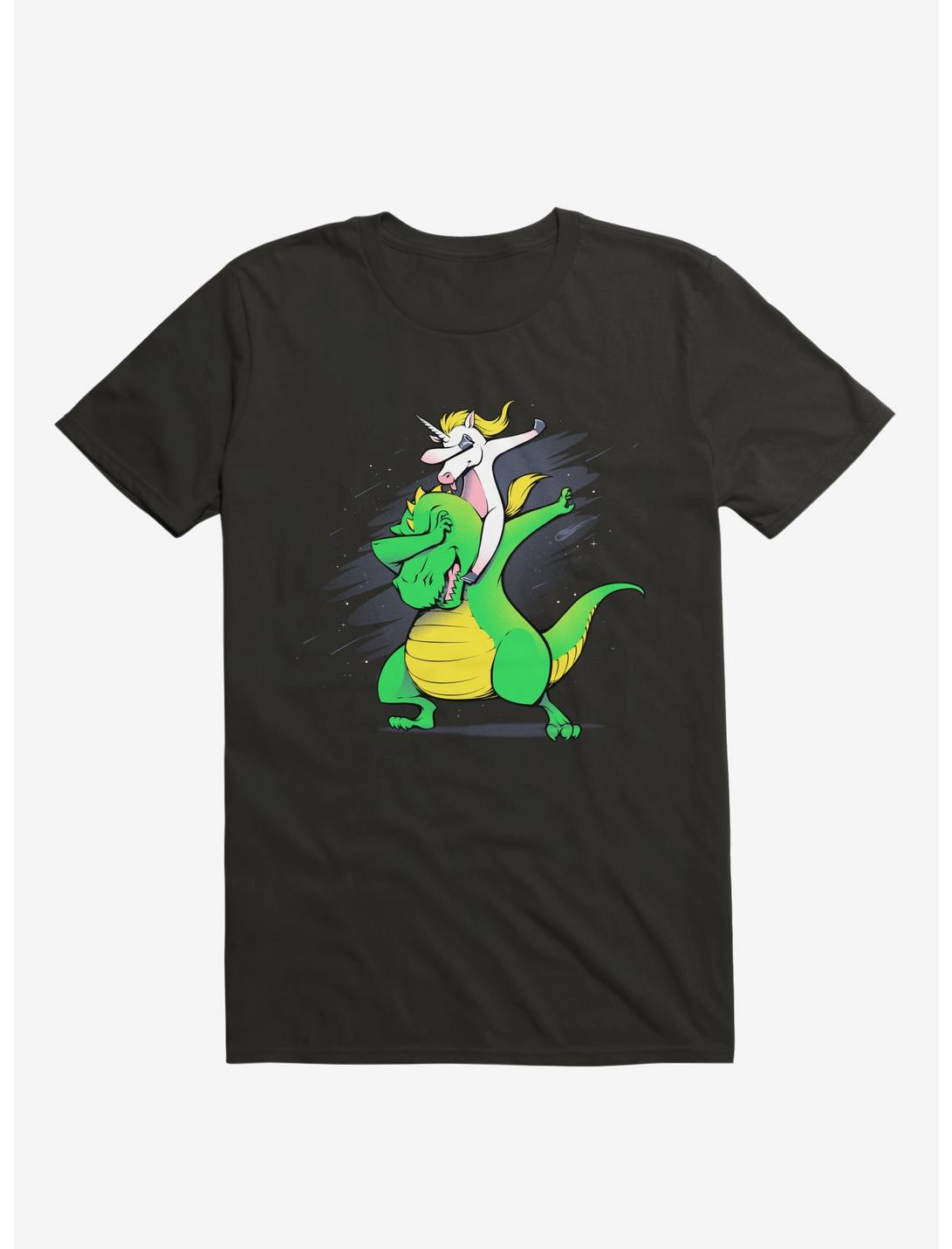 Unicorn T-Rex Dabbing T-Shirt, BLACK, hi-res