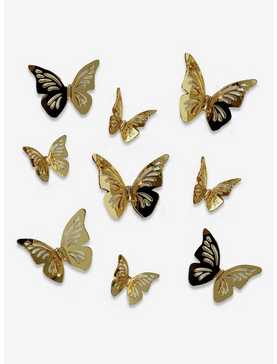 3D Gold Butterflies Peel & Stick Mirrors, , hi-res