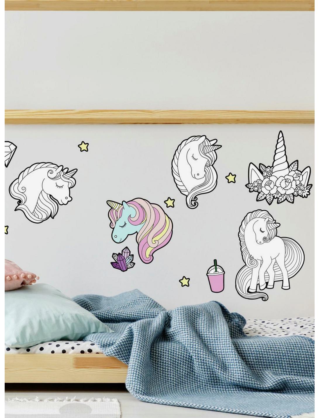 Color Your Own Unicorn Peel And Stick Wall Decals, , hi-res