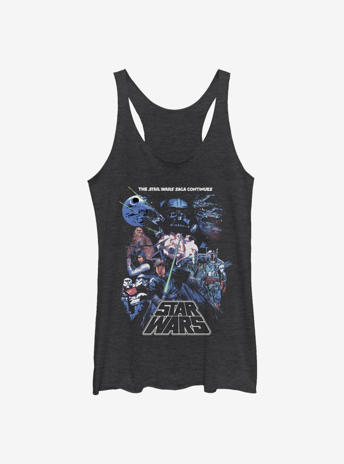 Star Wars Episode V The Empire Strikes Back Saga Group Poster Girls Tank Top, BLK HTR, hi-res