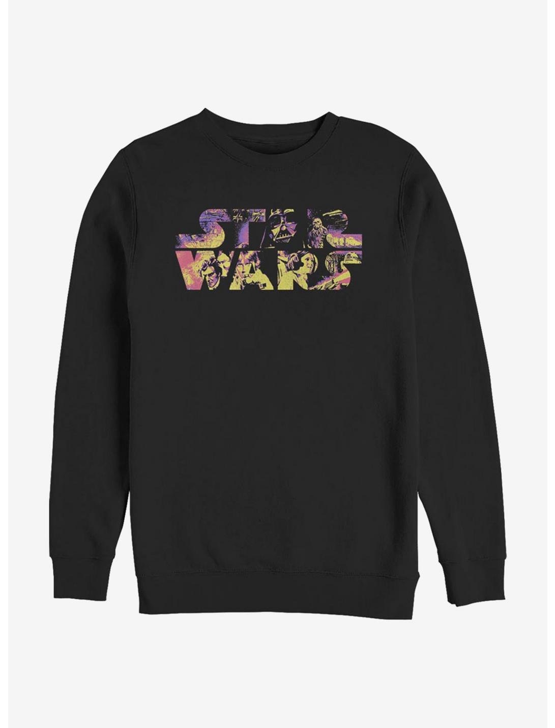 Star Wars Logo Poster Movie Scenes Crew Sweatshirt, BLACK, hi-res