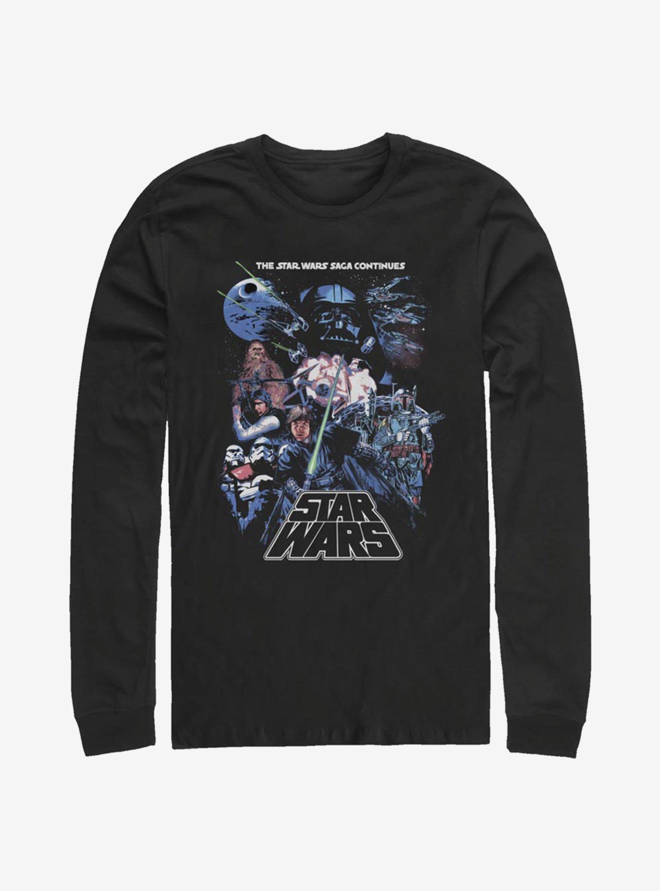 Star Wars Episode V The Empire Strikes Back Saga Group Poster Long-Sleeve T-Shirt, BLACK, hi-res