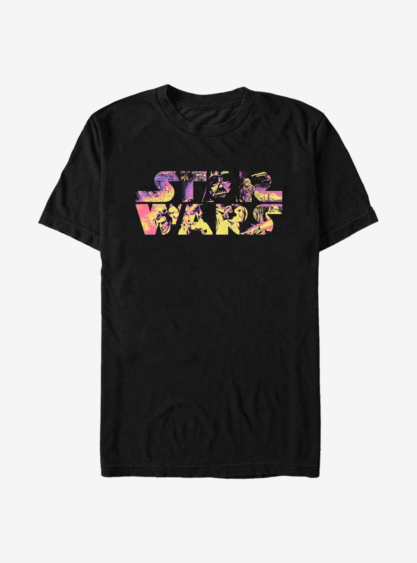 Star Wars Logo Poster Movie Scenes T-Shirt, BLACK, hi-res