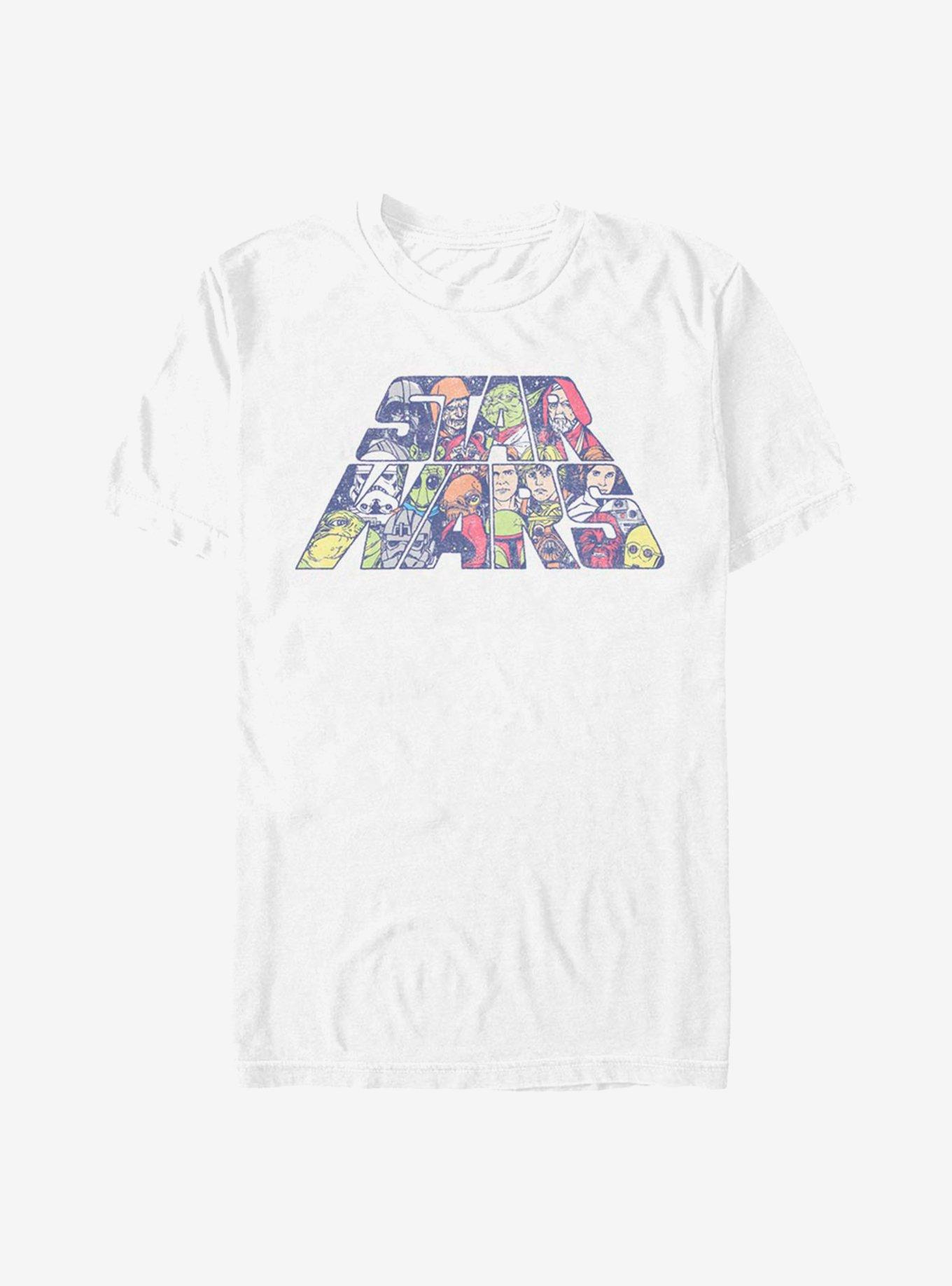 Star Wars Slant Characters Logo T-Shirt, WHITE, hi-res