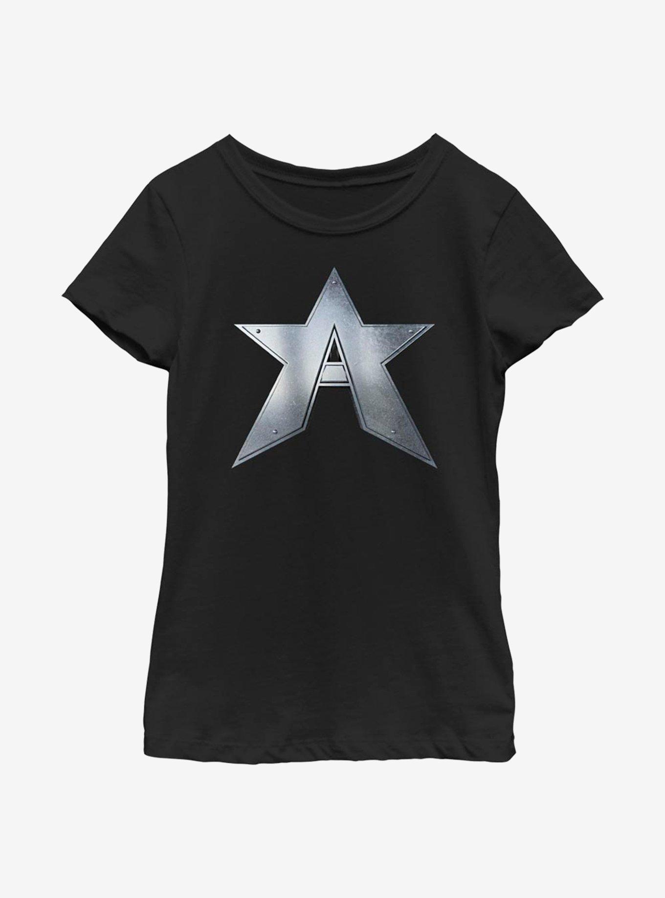 Marvel The Falcon And The Winter Soldier John Walker Captain Symbol Youth Girls T-Shirt, , hi-res