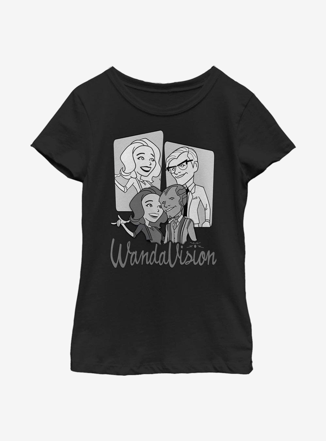 Marvel WandaVision Character Panels Youth Girls T-Shirt, BLACK, hi-res