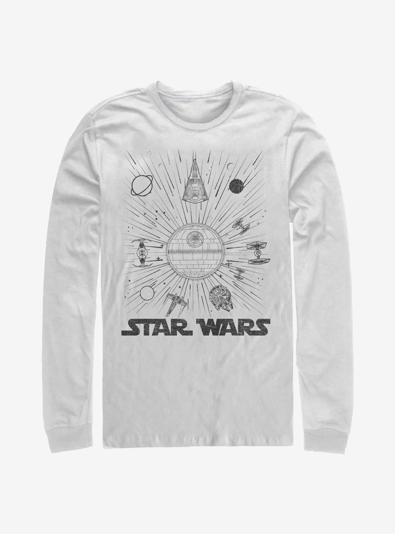 Star Wars Ships And Lines Burst Long-Sleeve T-Shirt, WHITE, hi-res