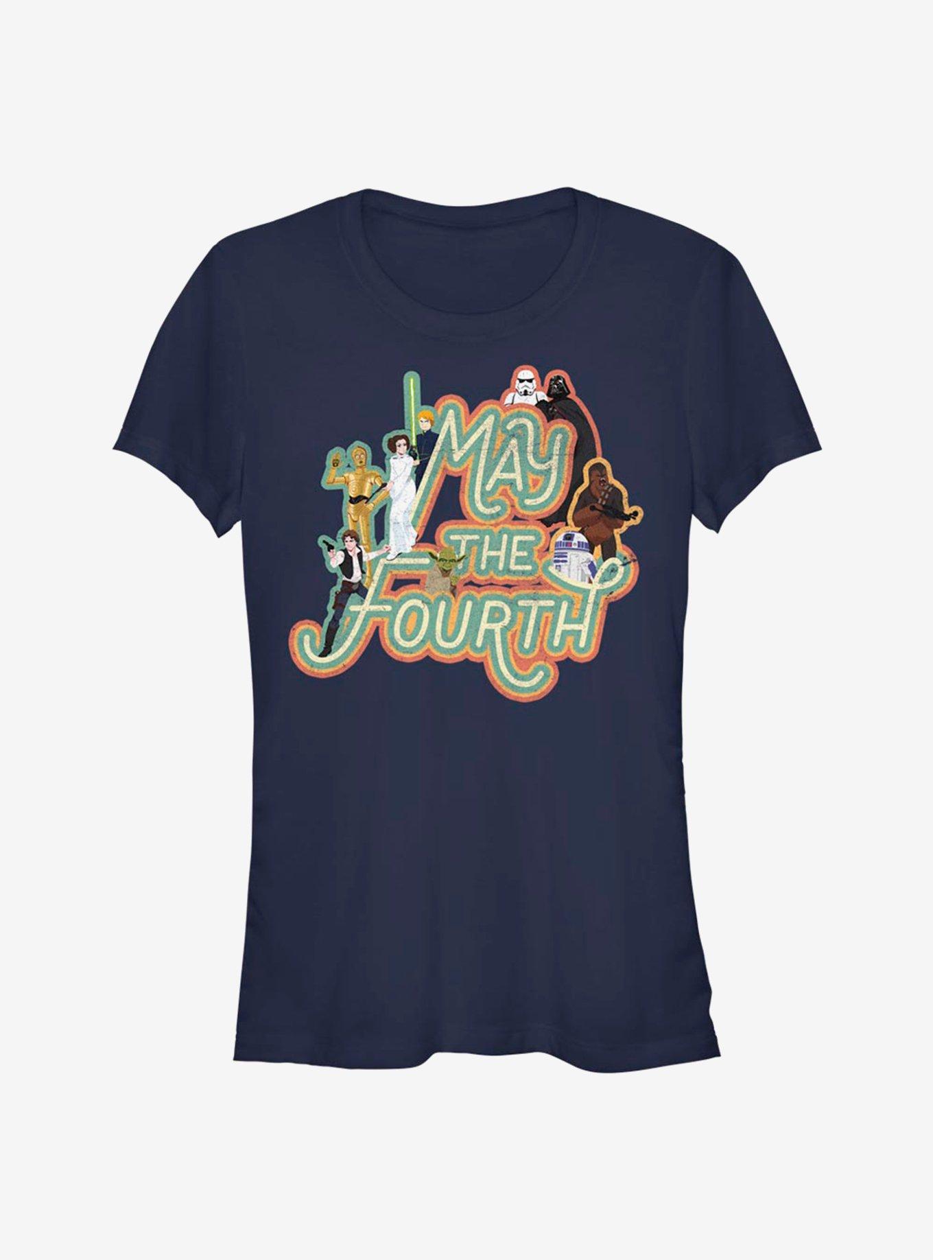 Star Wars May The Fourth Girls T-Shirt, NAVY, hi-res