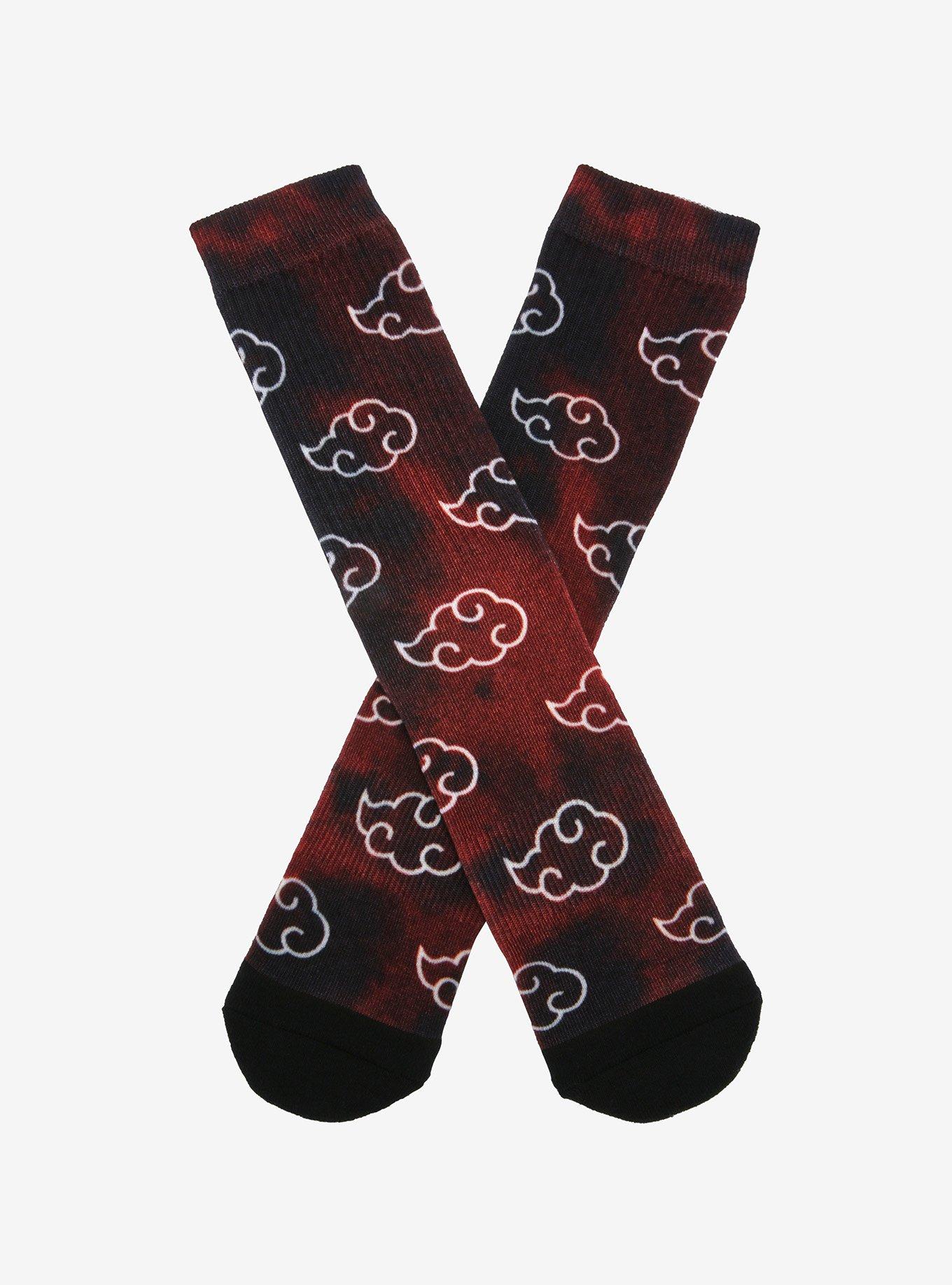 Naruto Akatsuki Clouds Crew Socks - BoxLunch Exclusive, , hi-res