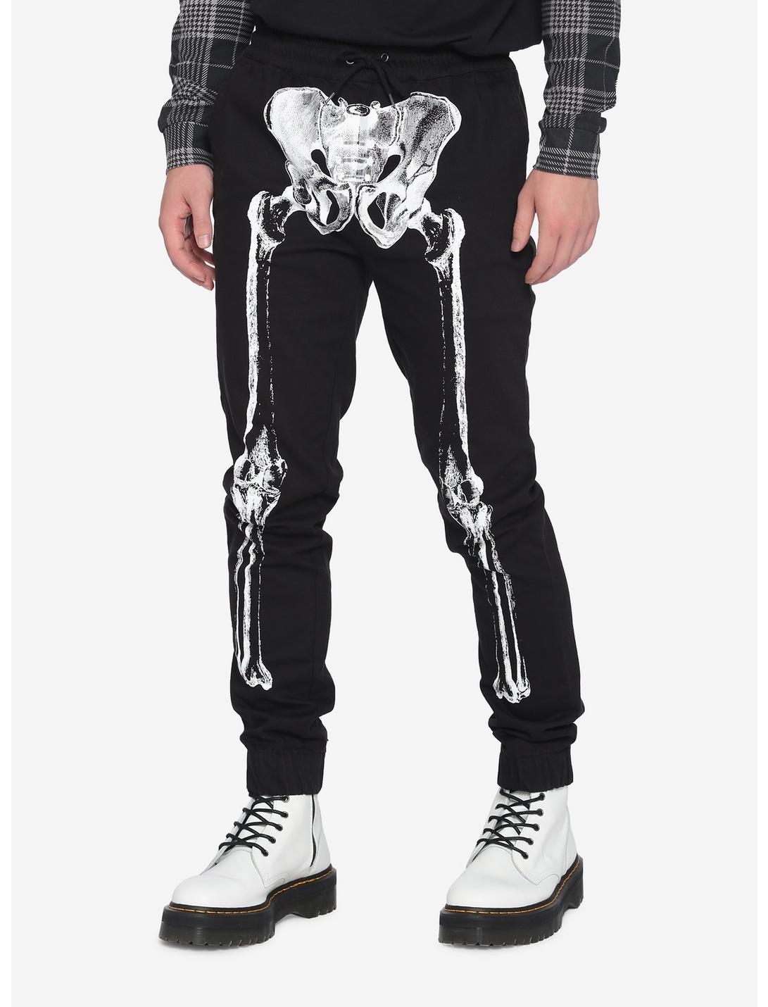 Twill Skeleton Jogger Pants, BLACK, hi-res