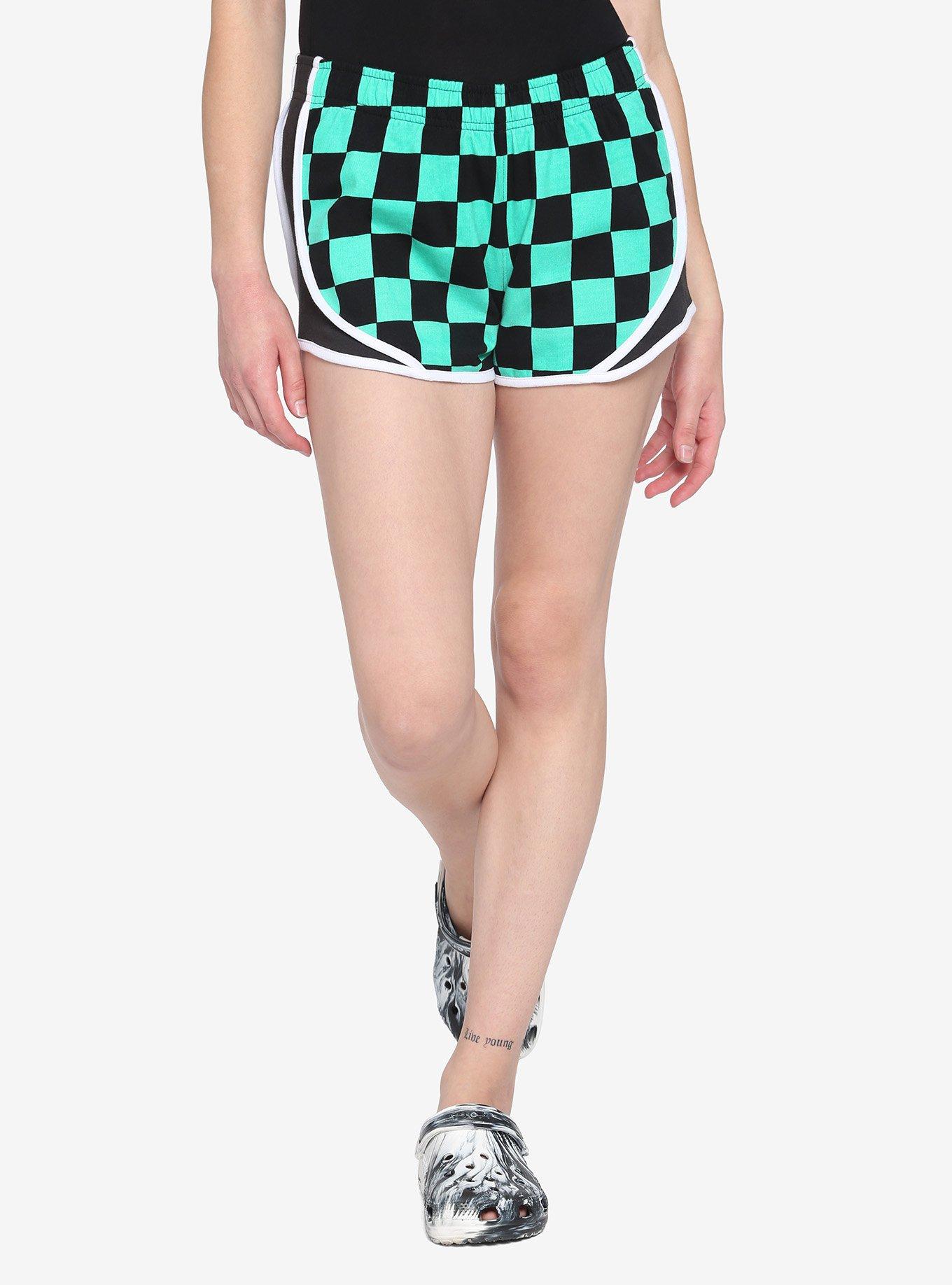 Demon Slayer: Kimetsu No Yaiba Tanjiro Checkered Girls Soft Shorts, MULTI, hi-res