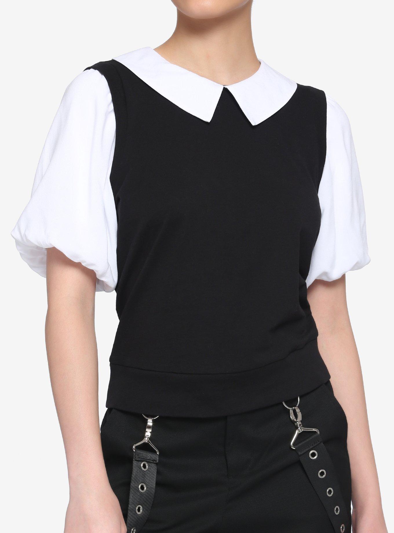 Black & White Collar Girls Twofer Top, MULTI, hi-res