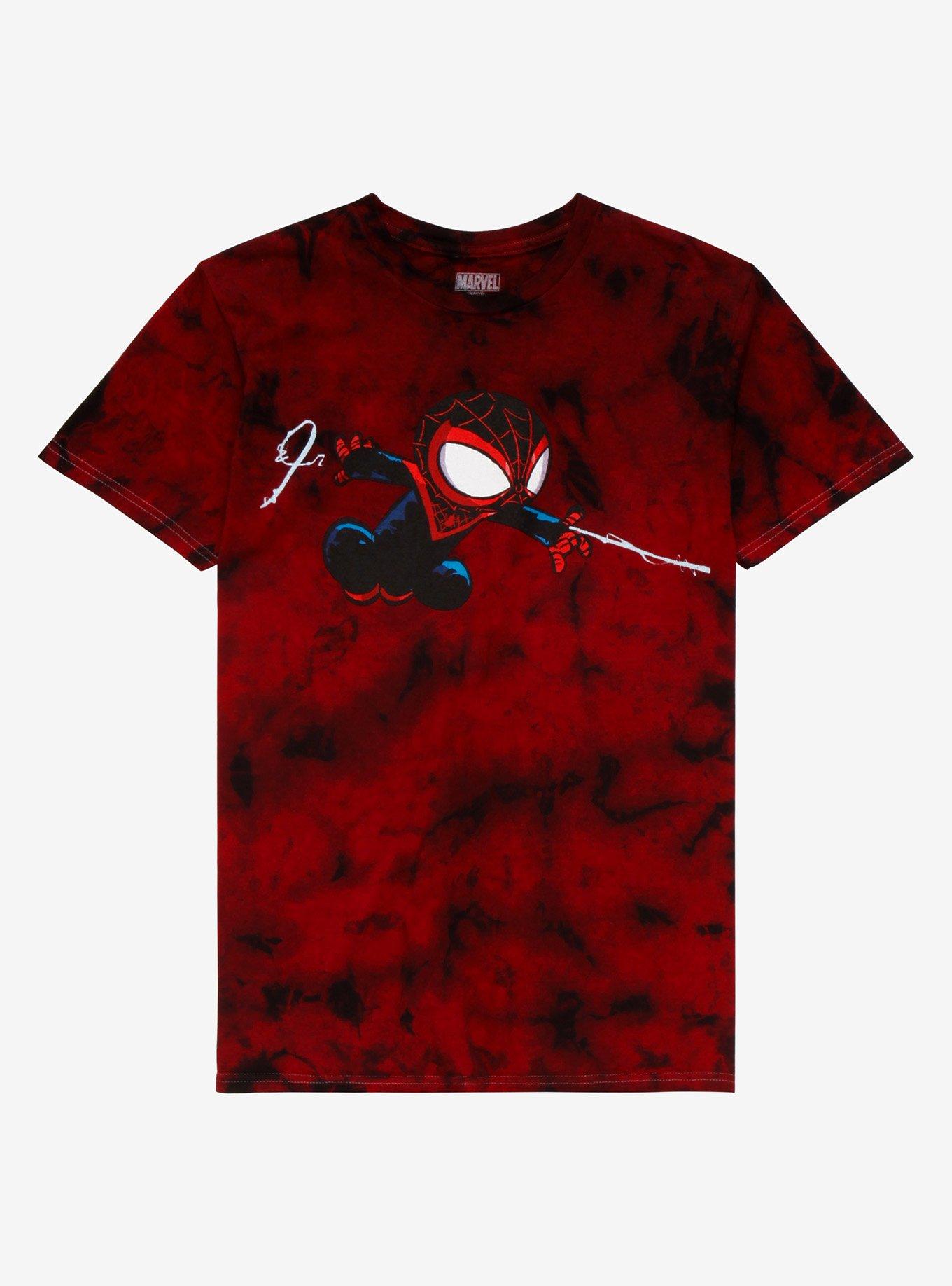 Marvel Spider-Man Miles Morales Chibi Women's Tie-Dye T-Shirt - BoxLunch Exclusive, TIE DYE, hi-res