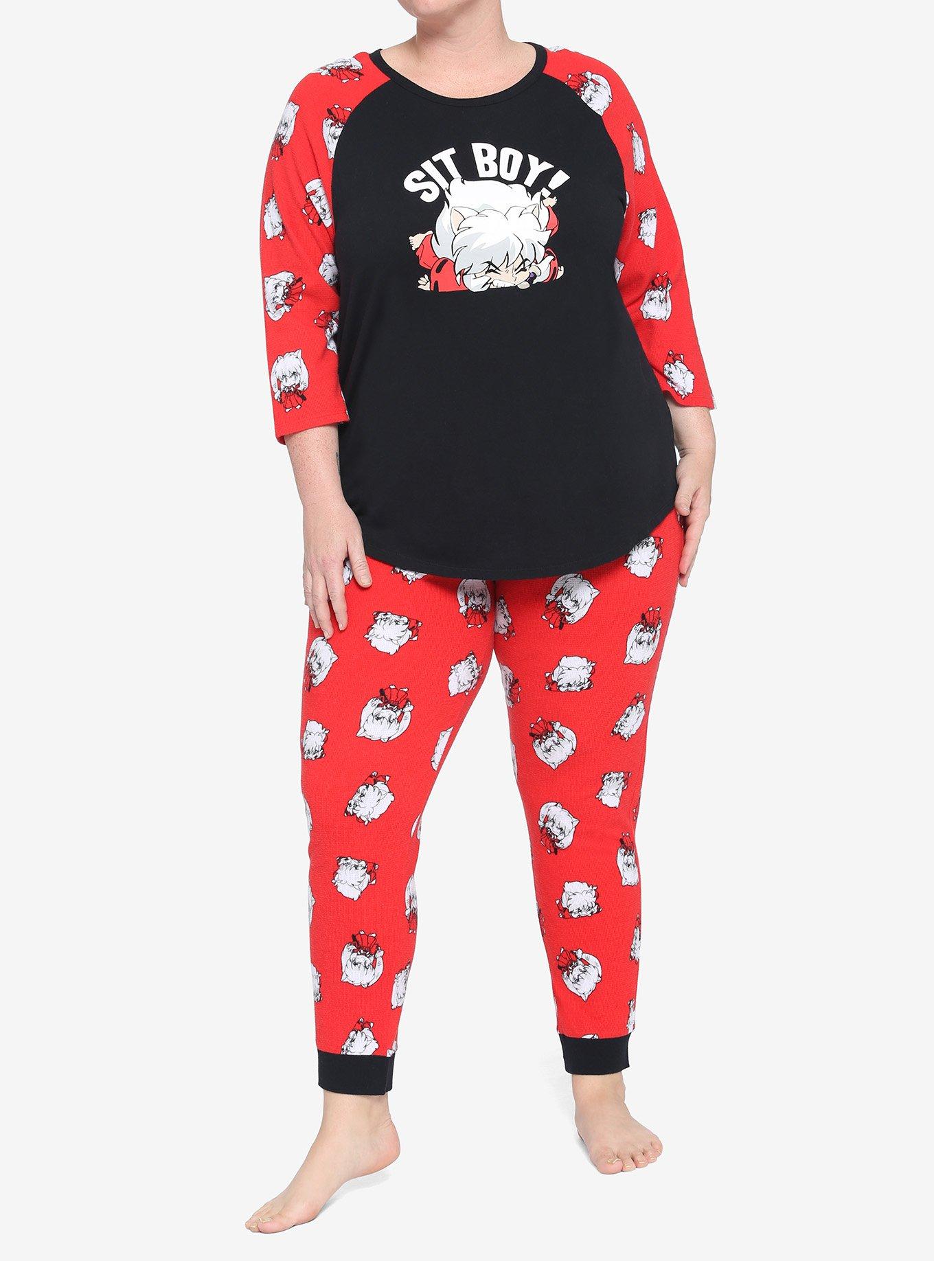 InuYasha Sit Boy! Girls Thermal Pajama Set Plus Size, MULTI, hi-res