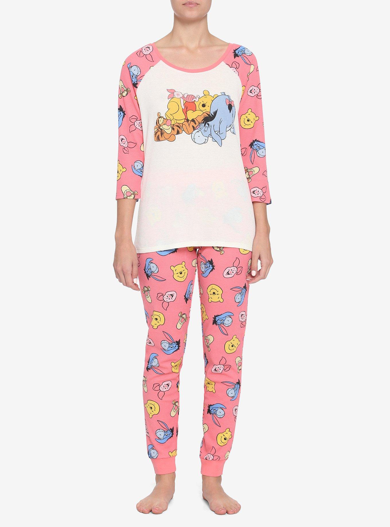 Disney Winnie The Pooh And Piglet Thermal Knit Pajama Set 