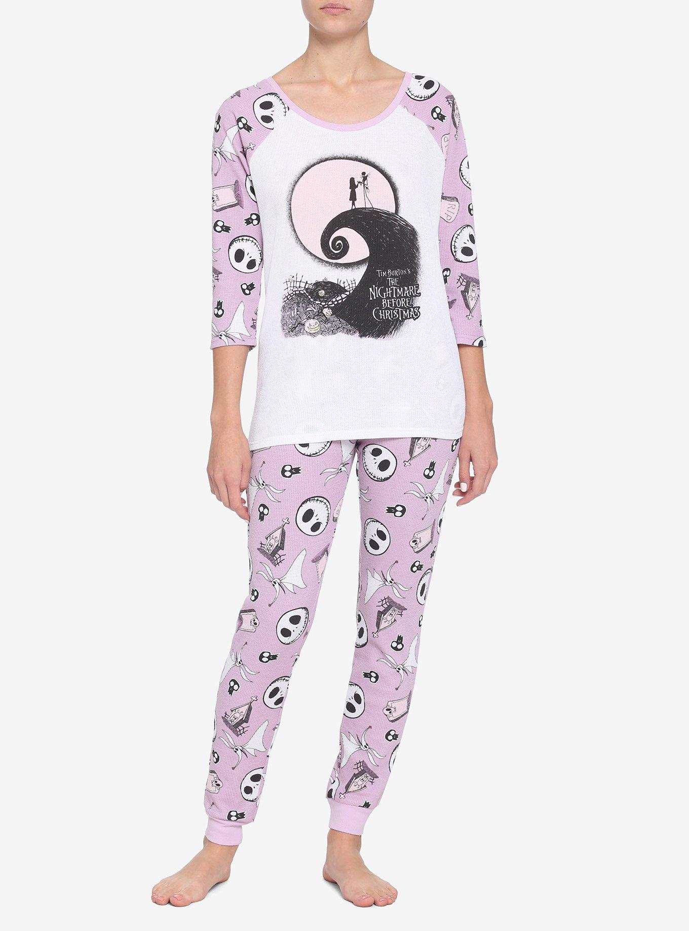 The Nightmare Before Christmas Lavender Girls Thermal Pajama Set, MULTI, hi-res