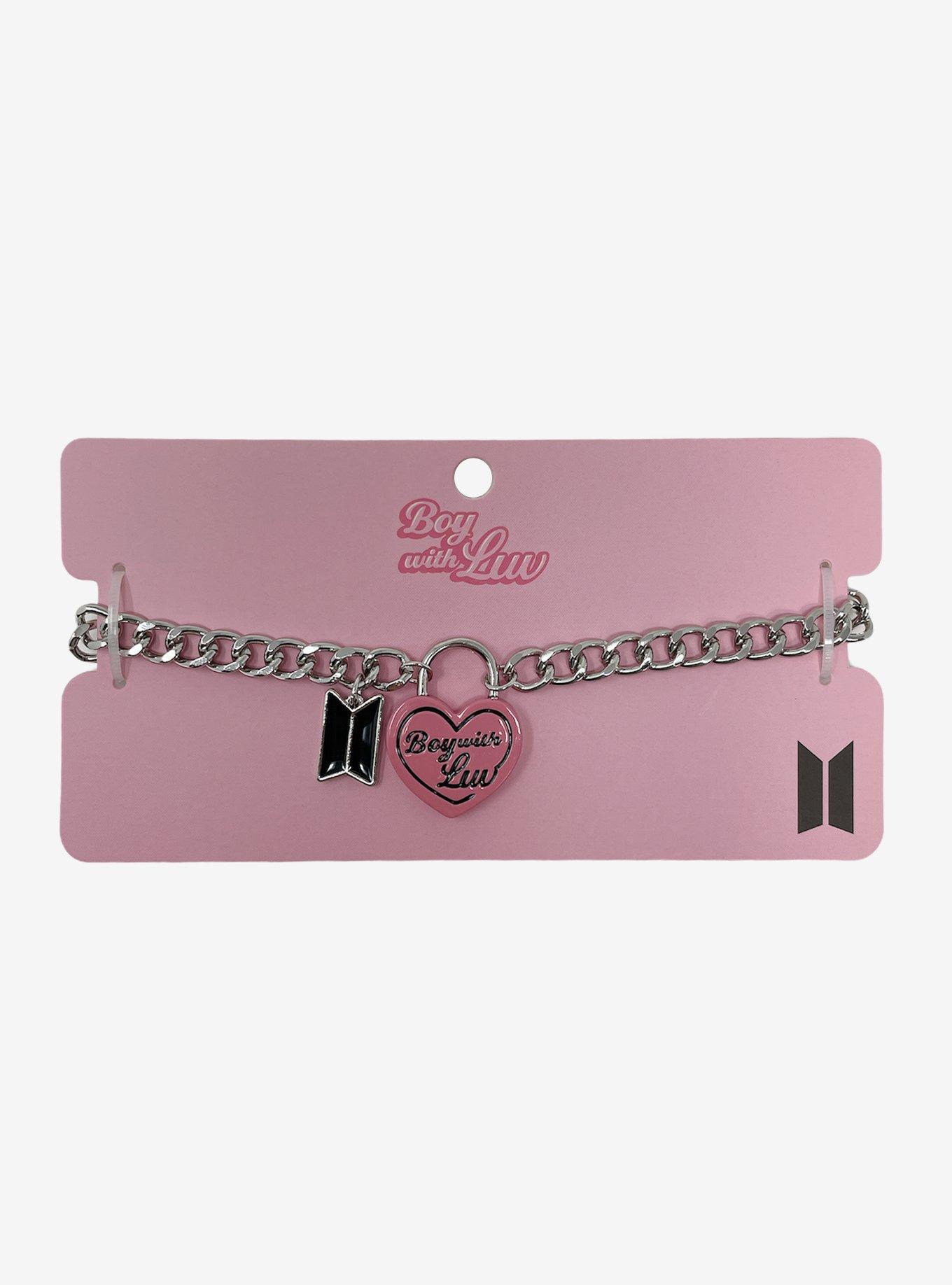 BTS Boy With Luv Heart Padlock Necklace, , hi-res