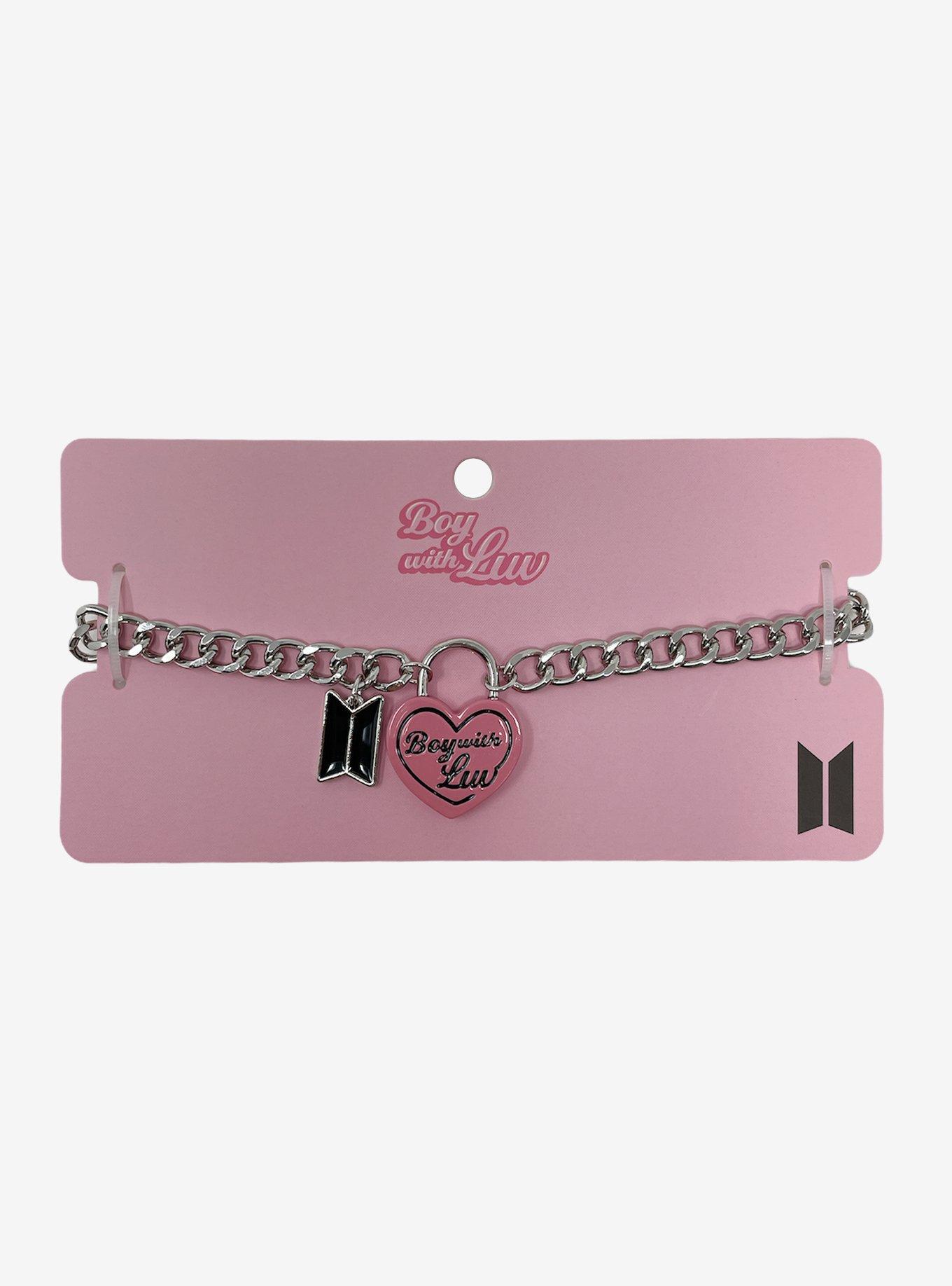 BTS Boy With Luv Heart Padlock Necklace, , hi-res