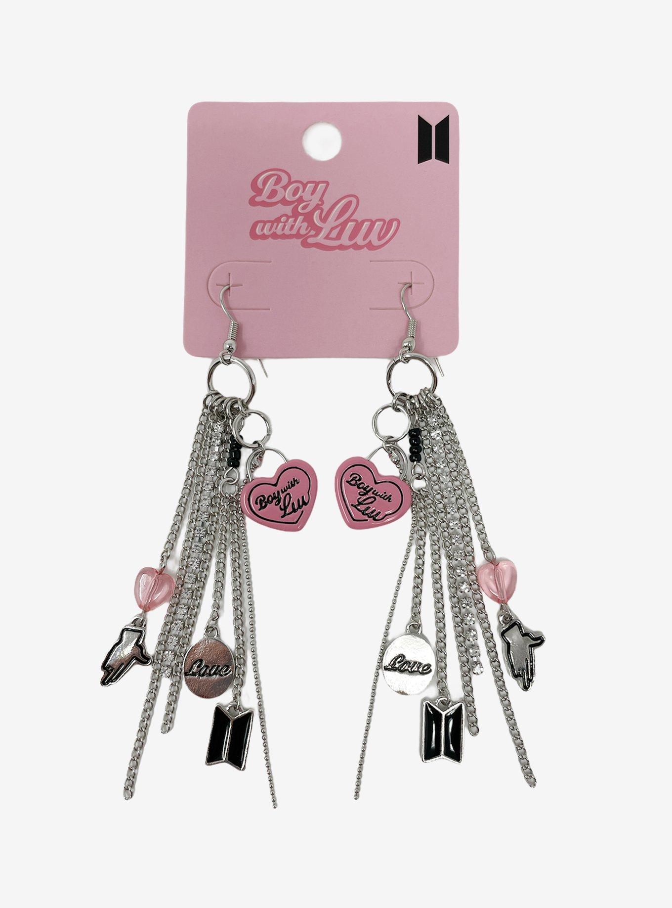 BTS Boy With Luv Multi-Chain Drop Earrings, , hi-res