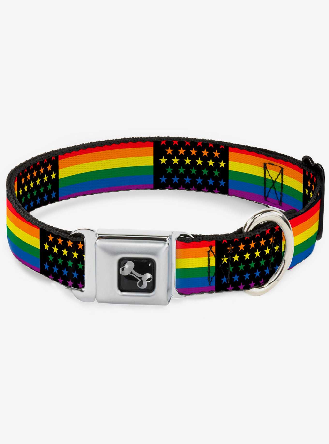 American Pride Flag Seatbelt Dog Collar, , hi-res