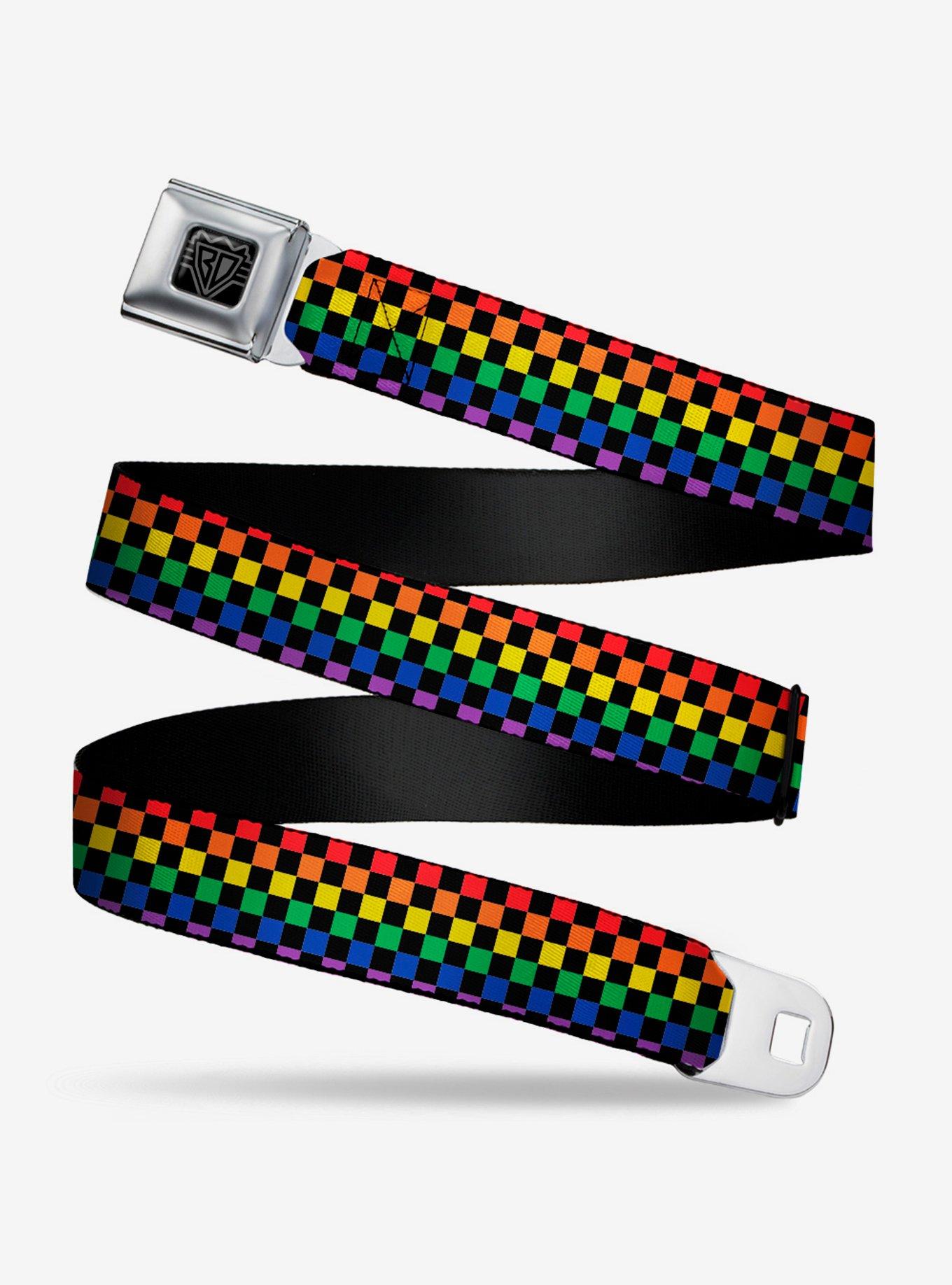 BUCKLEDOWN Checker Rainbow Seatbelt Belt