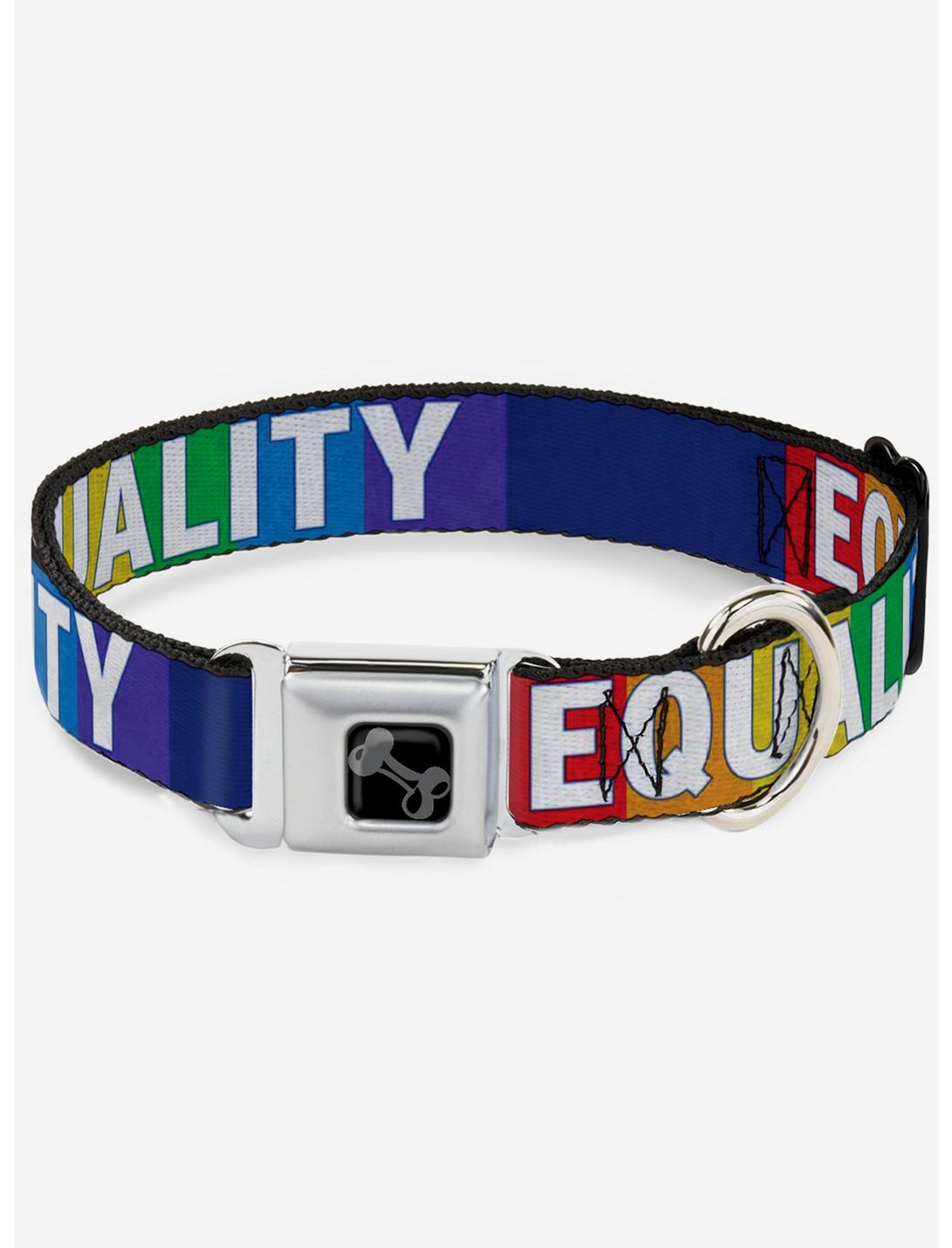Equality Blocks Seatbelt Dog Collar, RAINBOW, hi-res