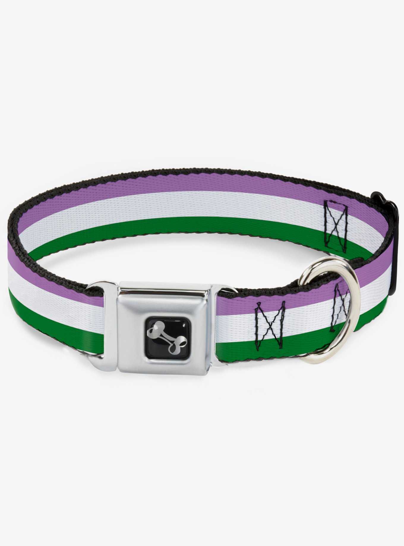 Genderqueer Flag Seatbelt Dog Collar, , hi-res