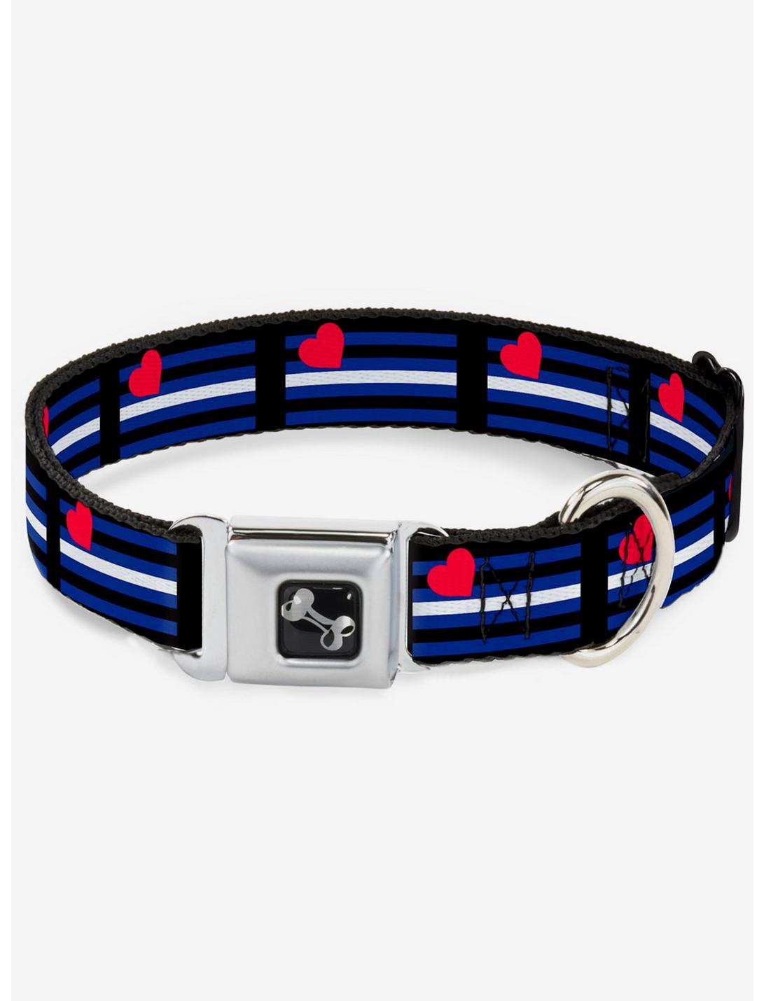 Leather Flag Seatbelt Dog Collar, RAINBOW, hi-res