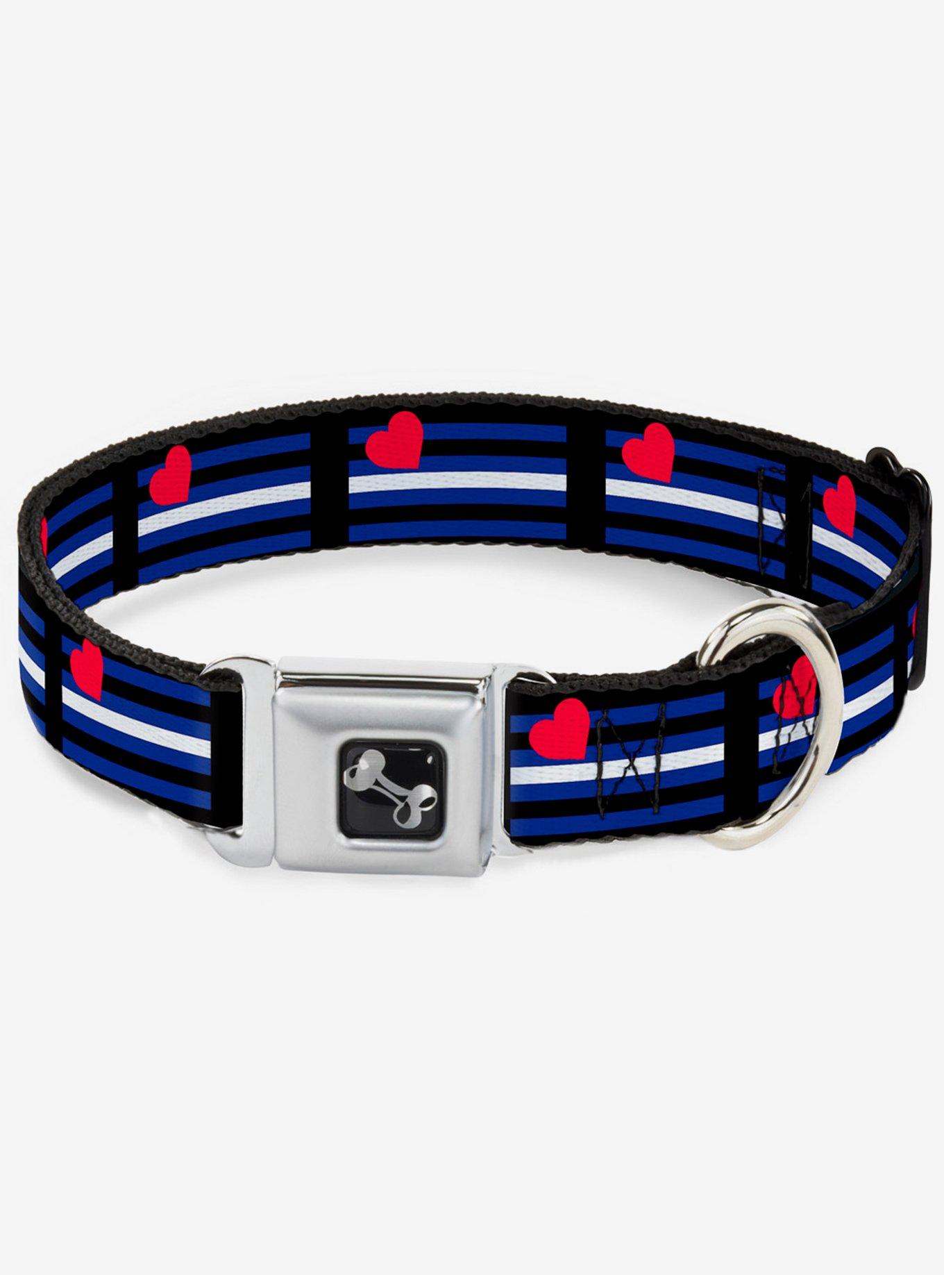 Leather Flag Seatbelt Dog Collar, RAINBOW, hi-res