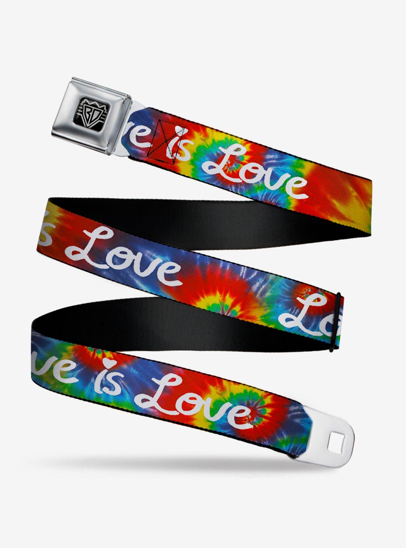 Love is Love Tie Dye Seatbelt Belt, , hi-res