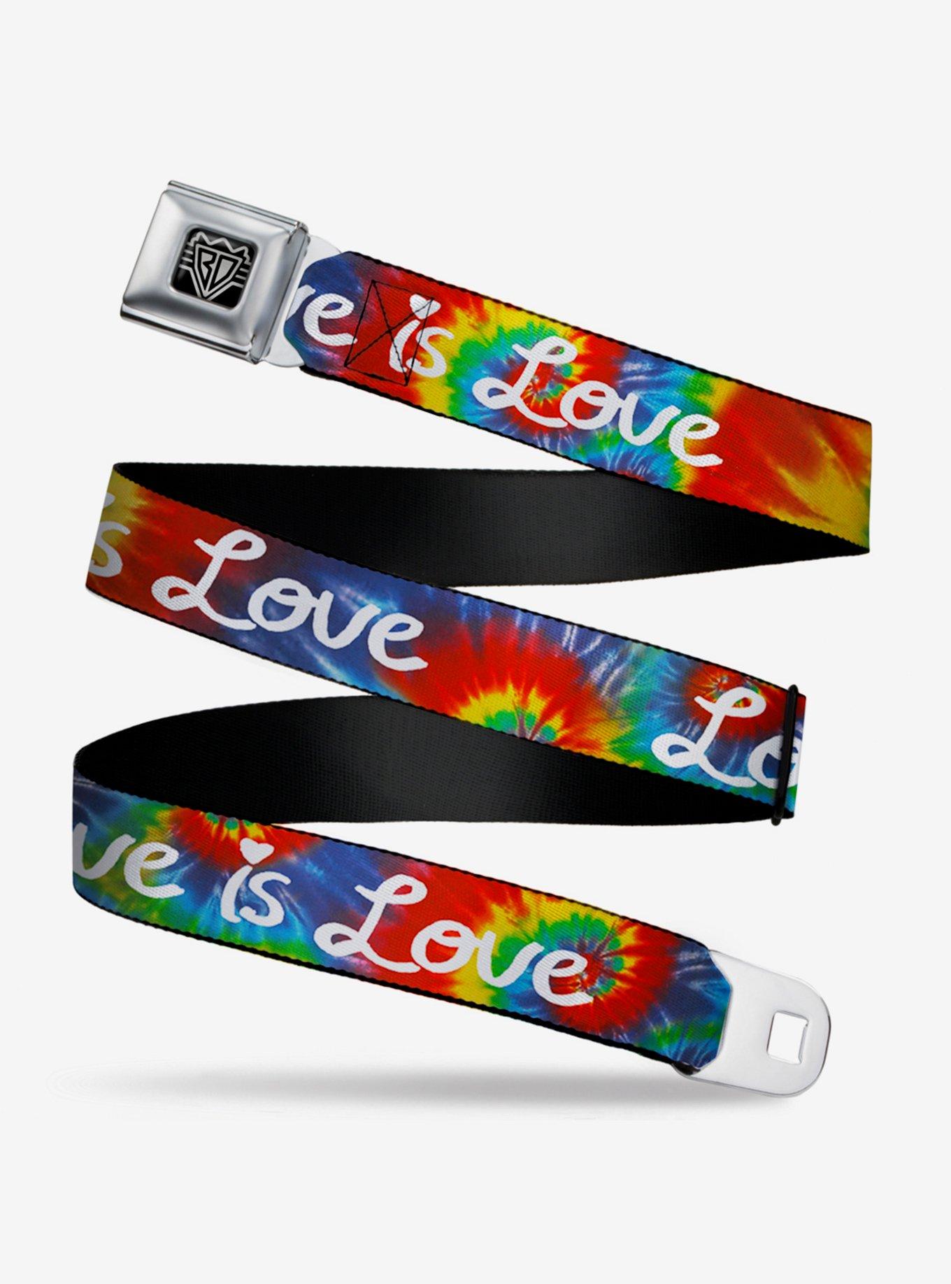 Love is Love Tie Dye Seatbelt Belt, RAINBOW, hi-res