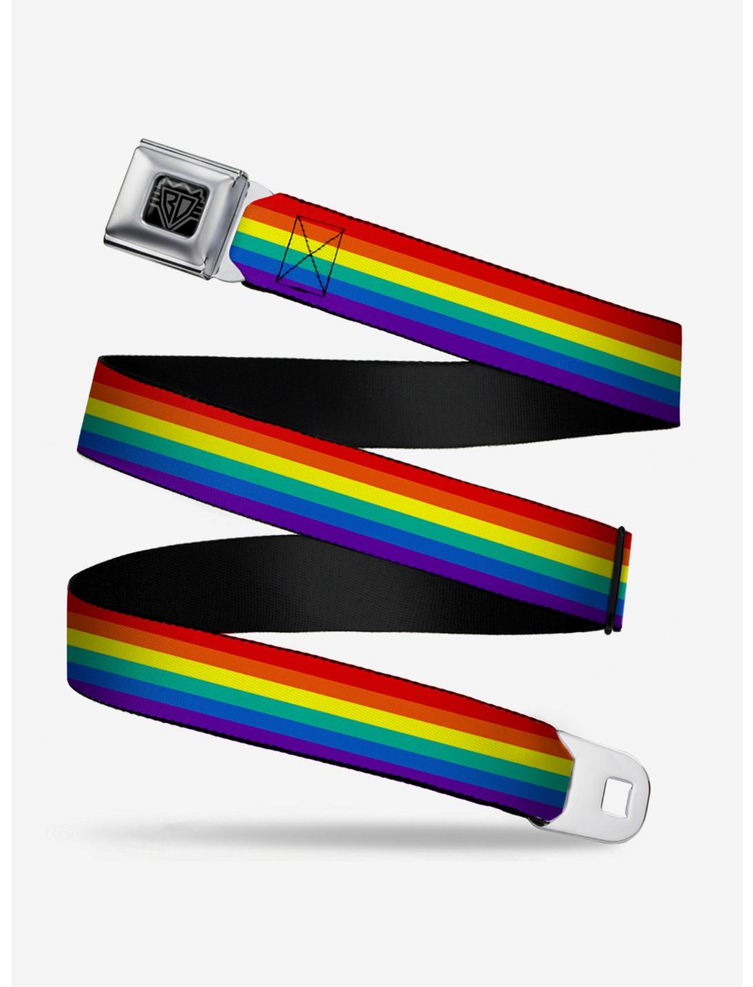 Rainbow Print Seatbelt Belt, RAINBOW, hi-res