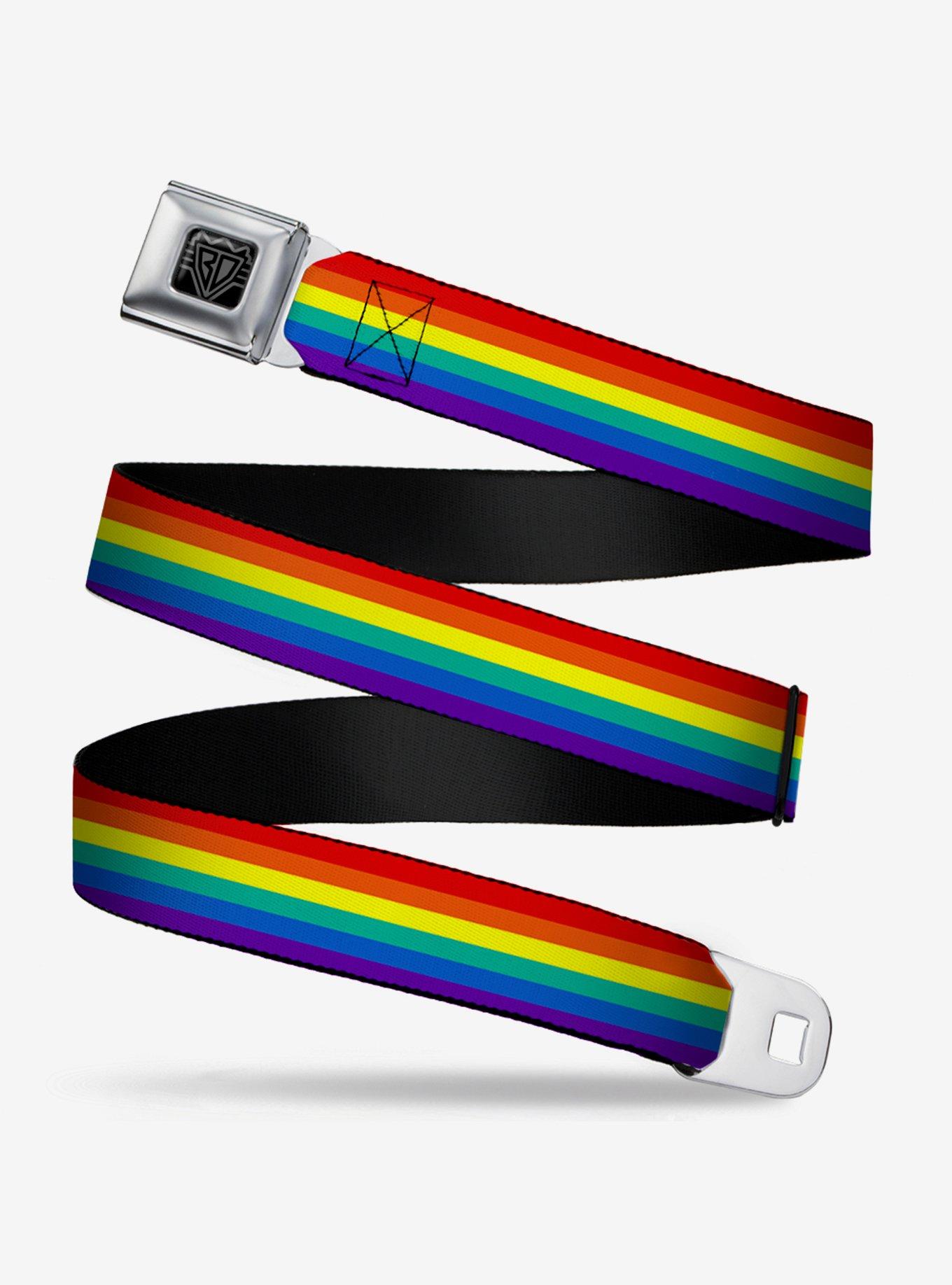 Rainbow Print Seatbelt Belt, , hi-res