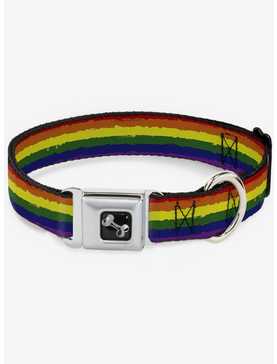 Rainbow Stripe Painted Seatbelt Dog Collar, , hi-res